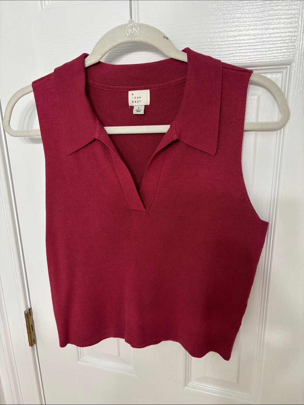 a new day Sleeveless Polo  Top in Deep Berry